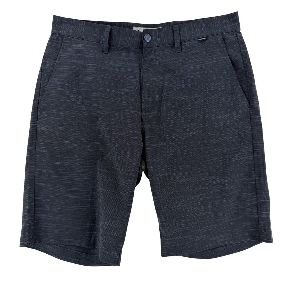 Travis Mathew Shorts‎ Mens 32 Gray Striped Chino Stretch 10 Inseam Golf Casual